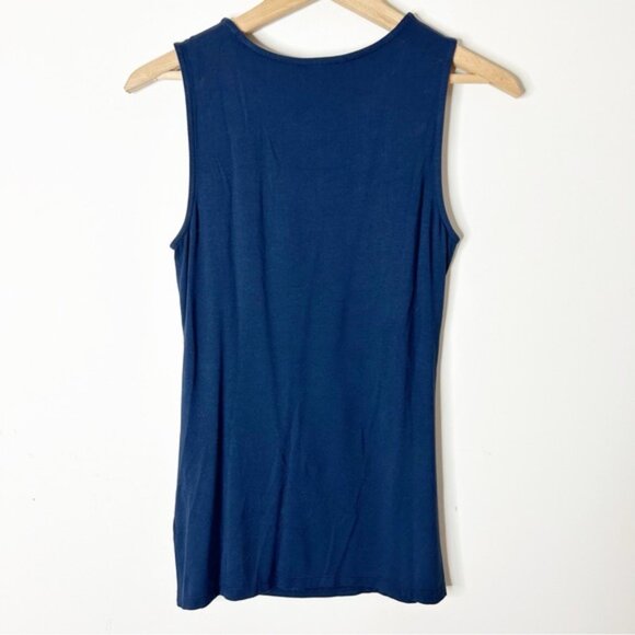 Halogen Women's Tank Top Blouse Navy Blue Draped side Size XS - Picture 10 of 11